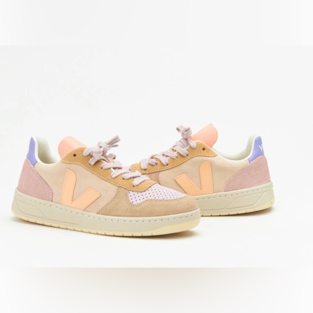 Veja EXCELLENT V-10 suede multico peach sneakers - pink/lavender/tan/butter -6 - Picture 2 of 16